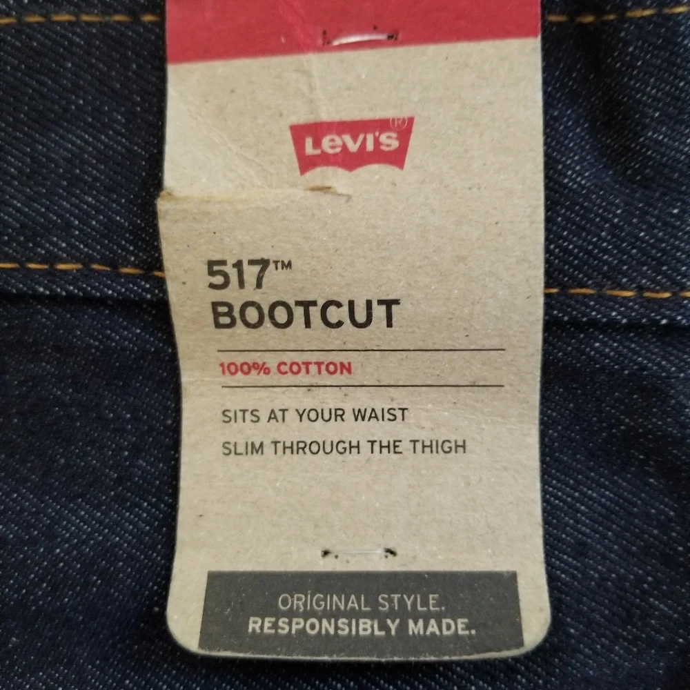 Levi's 517 Men's Blue Dark Wash Cotton‎ Bootcut Jeans Size 38 NEW